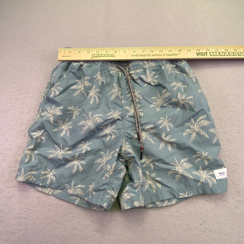 Katin Swim Trunks Men's Small Blue Palm Tree Elastic Waist Drawstring Shorts - Picture 3 of 11
